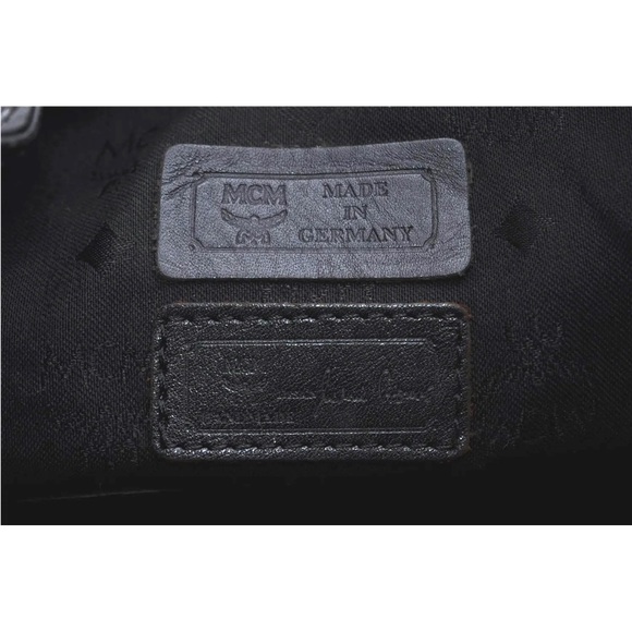 MCM Visetos Leather Trim Vintage Drawstring Shoulder Cross Body Bag Black